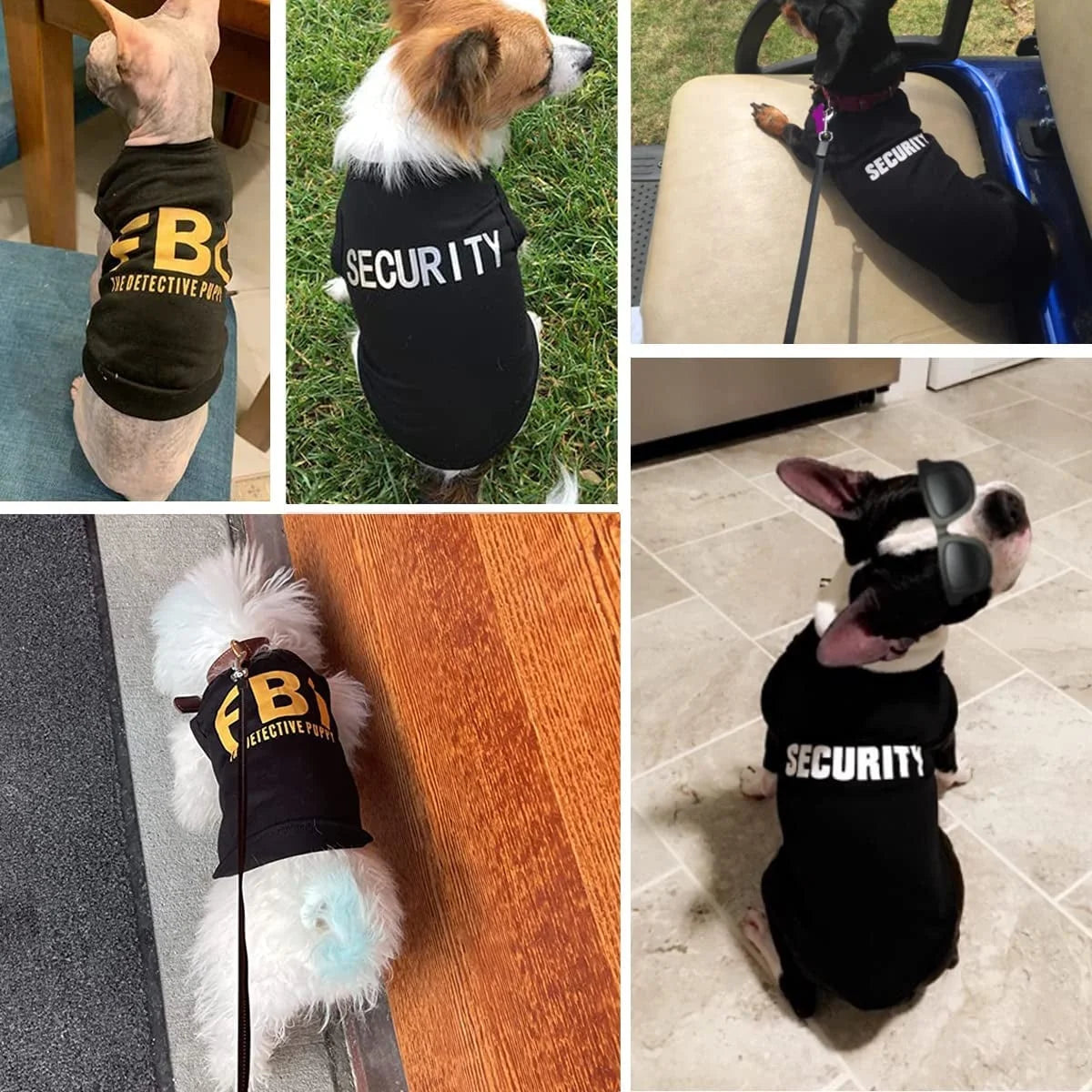 4 Pack Dog Shirts for Small Dog, Breathable Pet T-Shirts Summer Clothes K9 Security Boss FBI Vest for Puppy Boy Girl